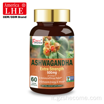 Capsule Shecome Ashwagandha certificate GMP per il supporto dell'umore